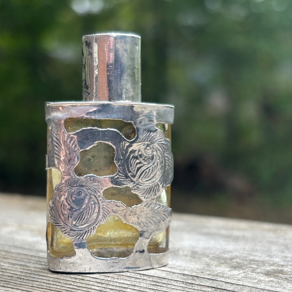 Silver Glass Decorative Mexican Bottle